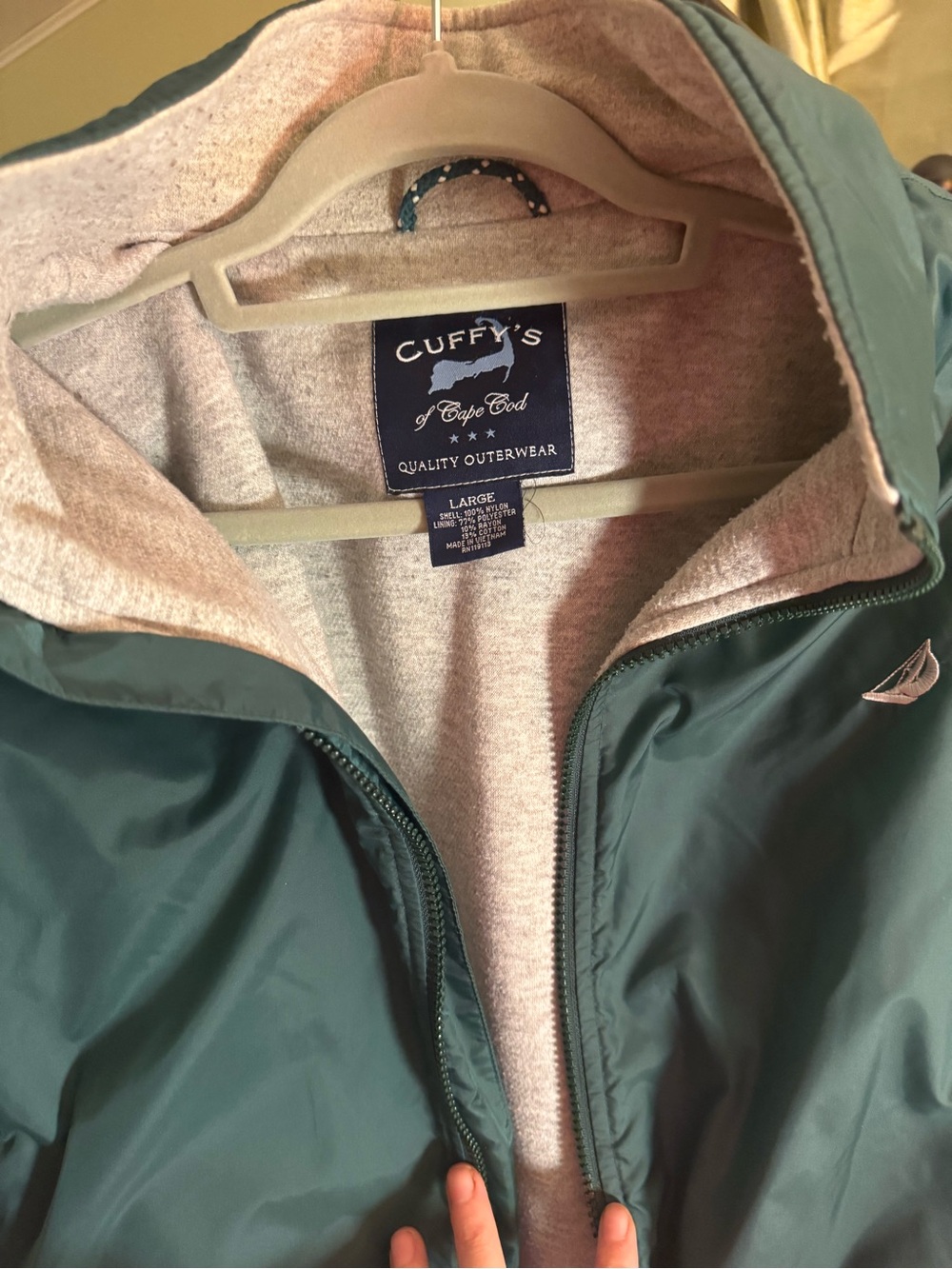 Cuffy's Teal Hooded Outerwear Jacket - Large